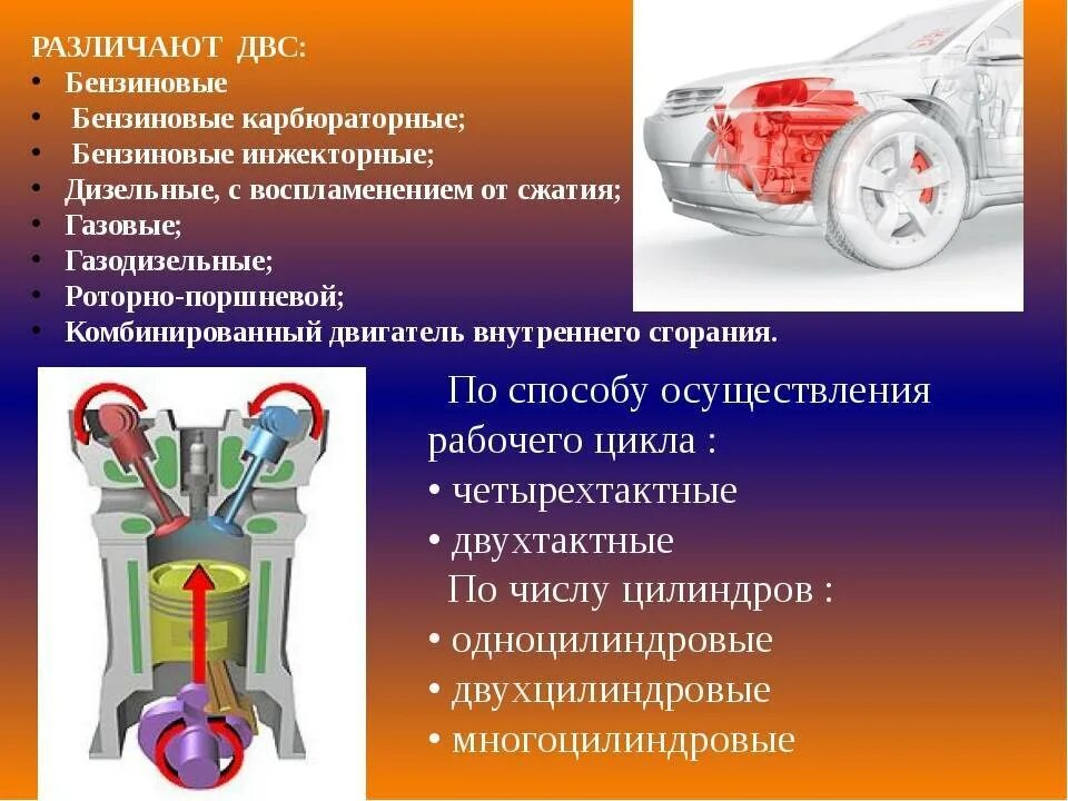 Как отличить двигатель. Двигатель внутреннего сгорания типы двигателей. Типы двигателей внутреннего сгорания автомобилей. Внутренняя сгорания типы. Классификация двигателей внутреннего сгорания.