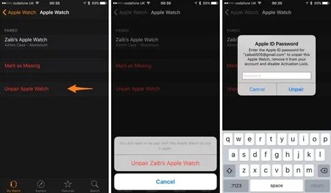 Как отвязать iwatch от iphone