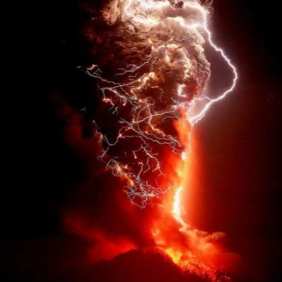 Огненная гроза. Огненный смерч (Огненный Торнадо. Вулканическая молния. Огненная молния. Извержение и молния.