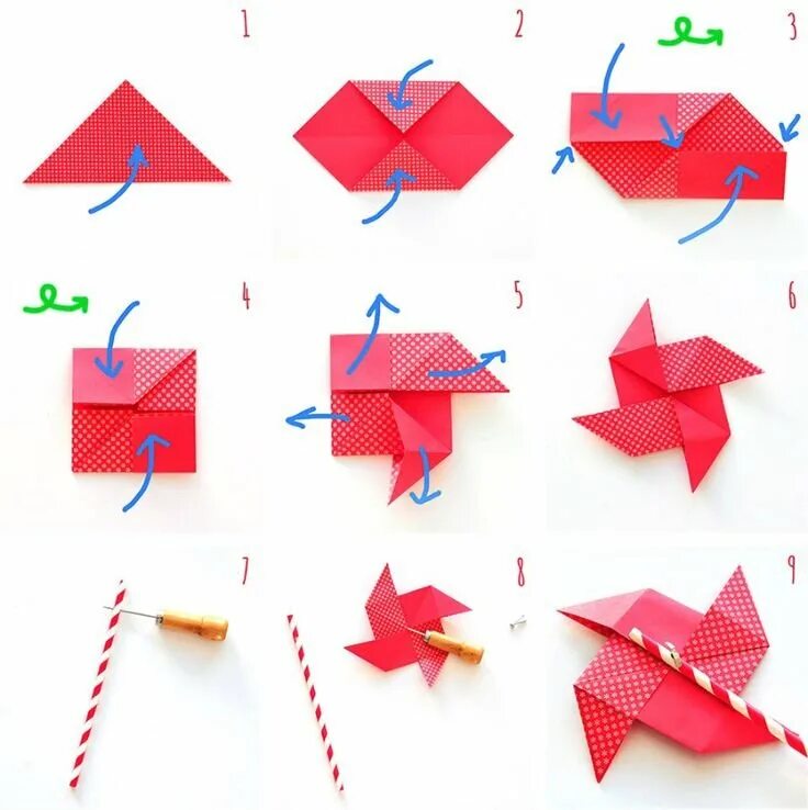 Простой способ оригами. Оригами. Поделки из бумаги оригами. Оригами из бумаги для детей. Оригами вертушка из бумаги.