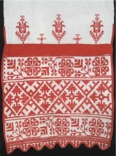 Народная вышивка на полотенце