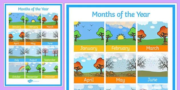 Months of the year. Months of the year Calendar. Плакат Seasons of the year. Months of the year cartoon.