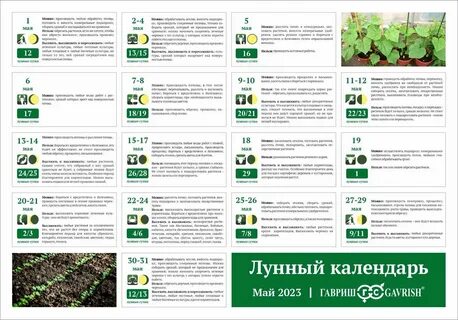 Лунный календарь огородника на май 2023 год