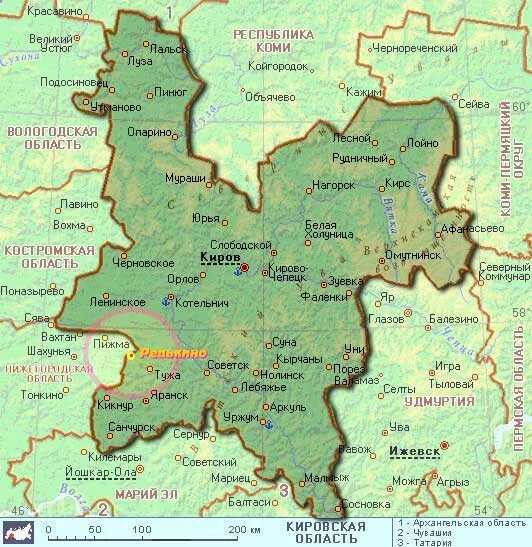 Карта Кировской области. Границы Кировской области на карте. Кировская область на карте с кем граничит. С какими областями граничит Кировская область.