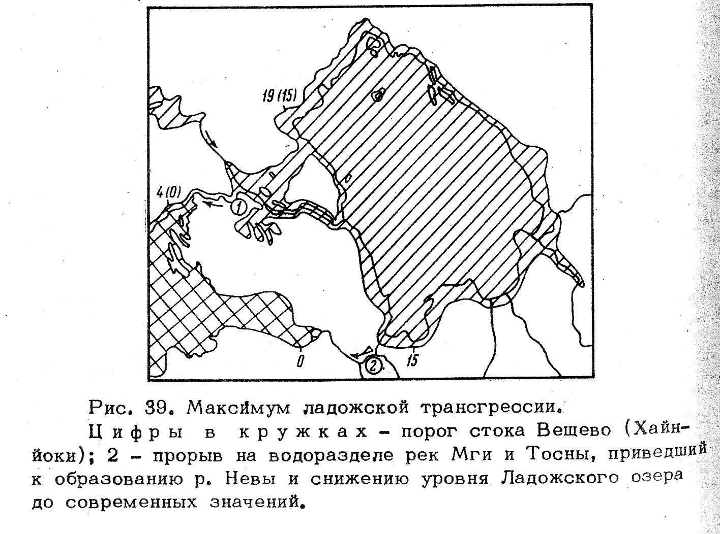 Карта Невы и Ладожского озера. Хейнйокский пролив. Ладожская трансгрессия. Изменение уровня Ладожского озера
