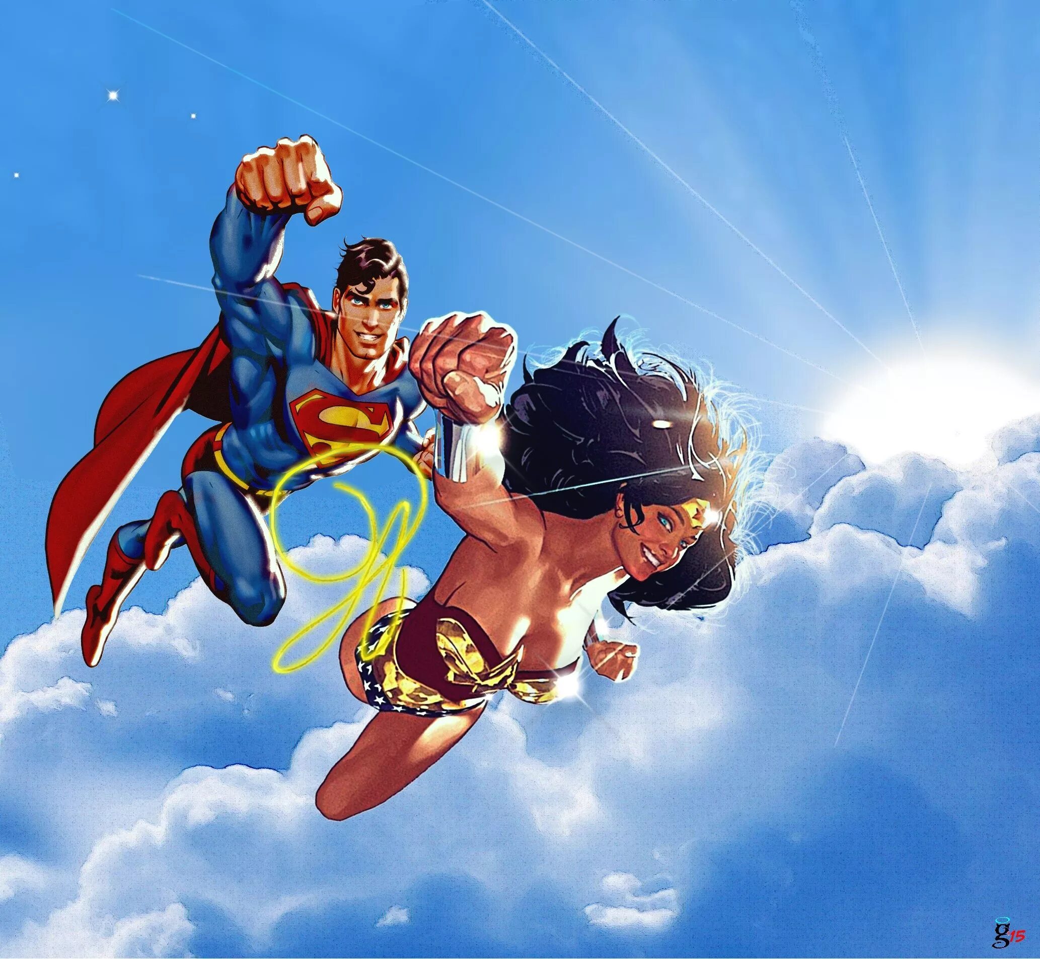 Wonder это. Супермен и Вандер Вумен. Вандер Вумен и Супермен 18. Супермен и чудо женщина. Супергерой летит.