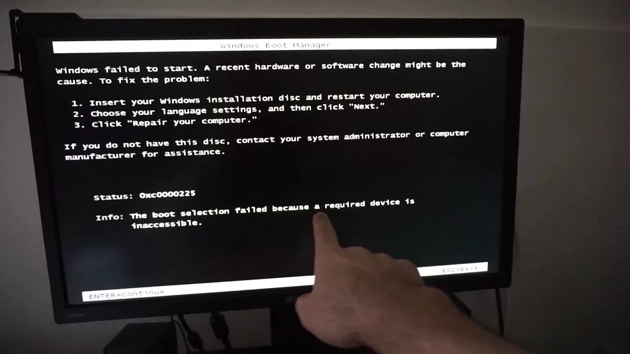Failed to start display manager. Windows failed to start. boot failed при загрузке компьютера. ошибка 225. windows failed to start 0xc0000225.