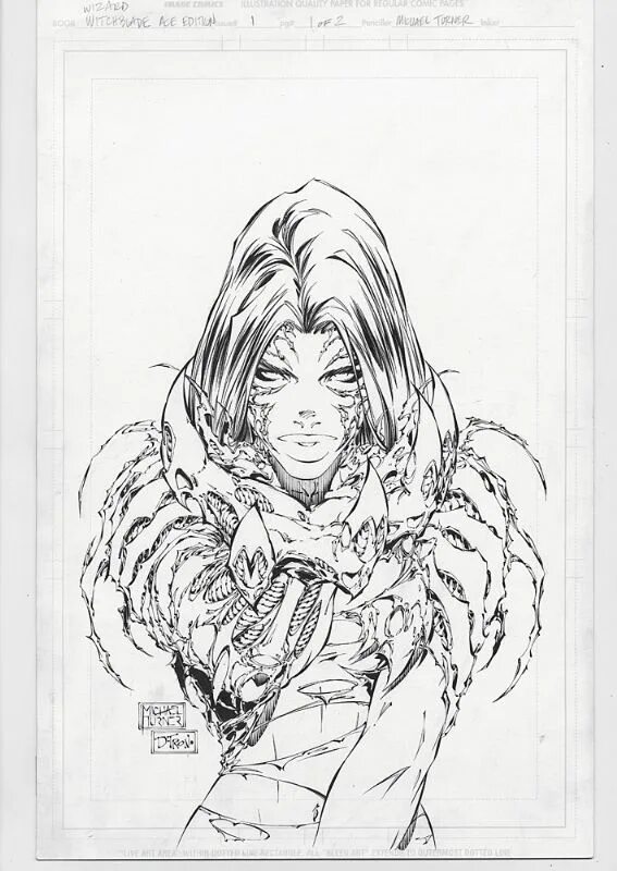 Michael Turner Witchblade. Скетч Тернер арт. Комикс над которым работает скетч тернер