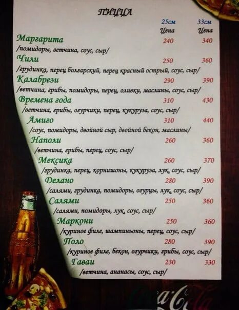 Грин пицца меню. Примавера пиццерия сыктывкар меню.