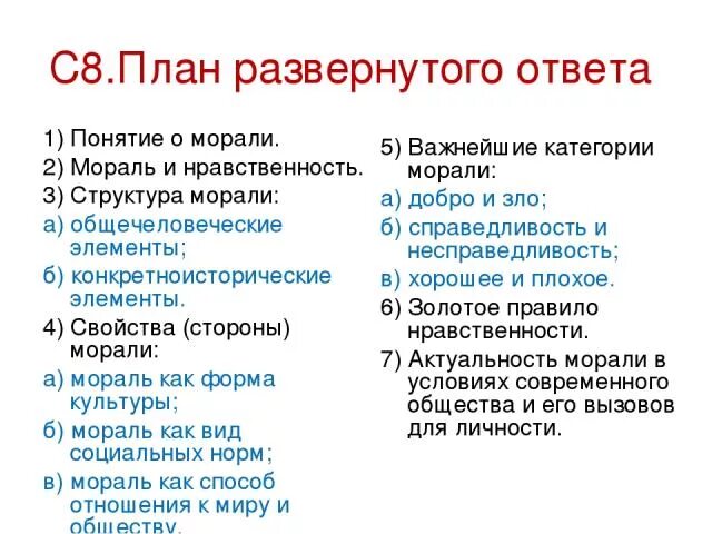 Общество развернутый ответ. Мораль сложный план Обществознание ЕГЭ. План по теме мораль Обществознание ЕГЭ. План на тему мораль Обществознание. Мораль план ЕГЭ Обществознание.