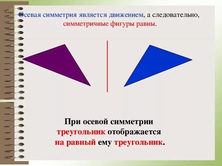 Осевая симметрия треугольника. Треугольник по осевой симметрии. Ось симметрии треугольника. Треугольник отображается на равный ему треугольник.