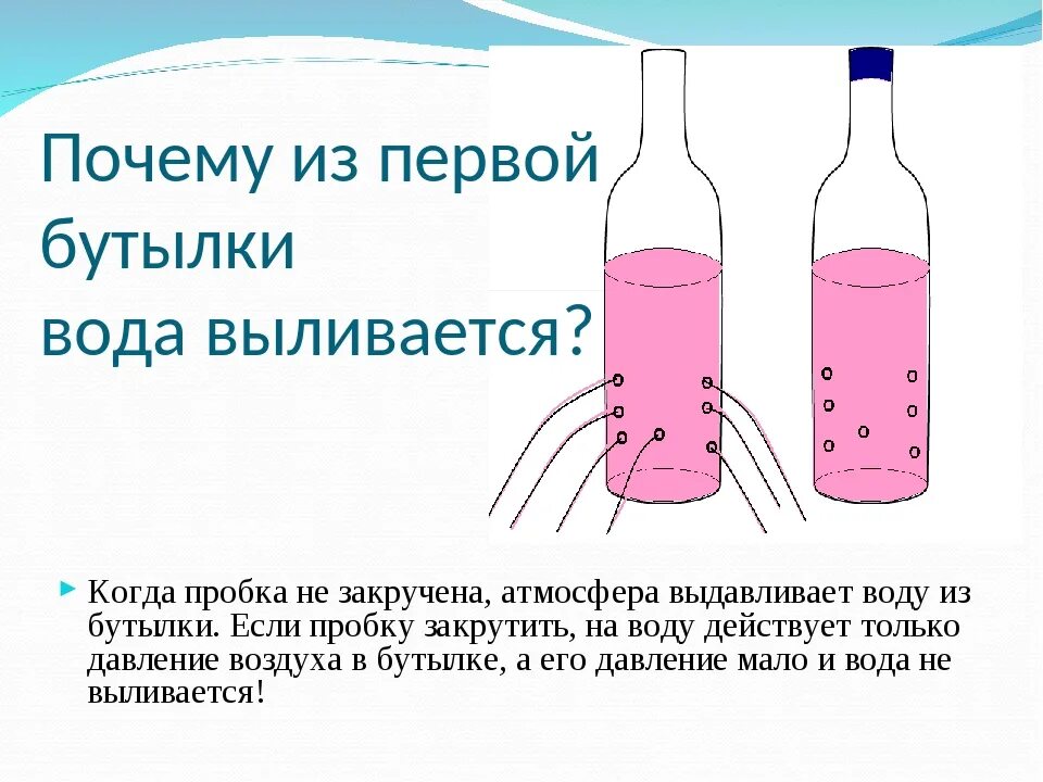 Легкие заполнены водой. Давление воды в бутылке. Опыты с водой отверстие в бутылке. Эксперимент давление в жидкости. Опыт с давлением воды.