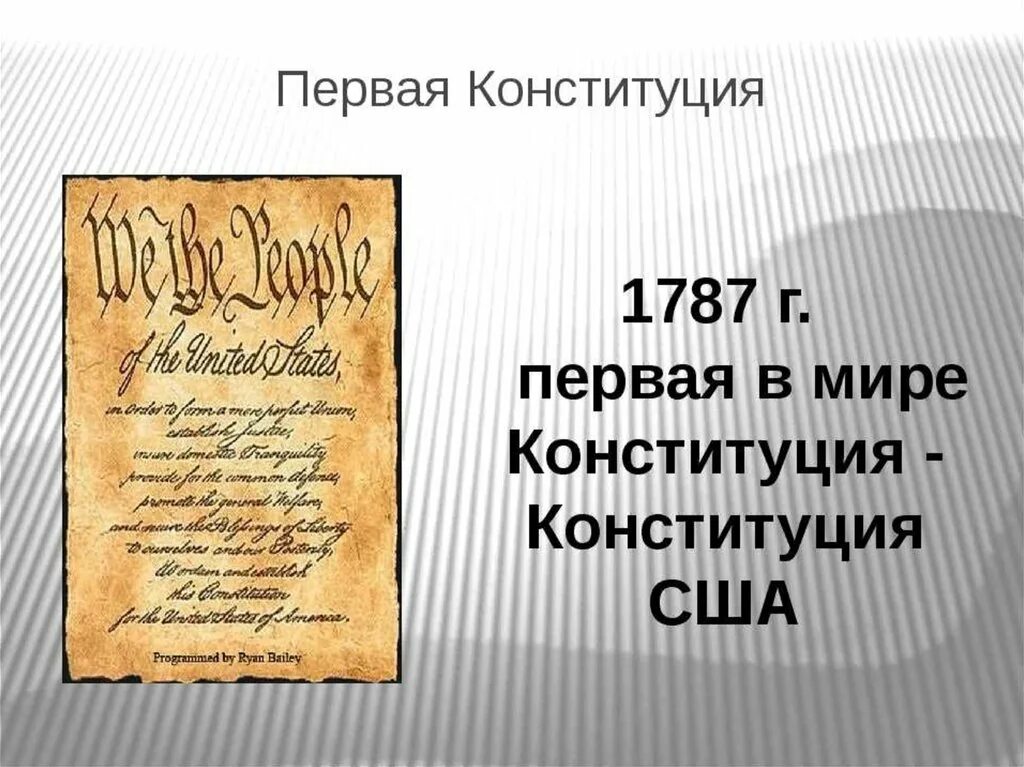 Первым был принят. Первая Конституция США 1787. Самая первая Конституция США. Автор Конституции США 1787. Первая американская Конституция.