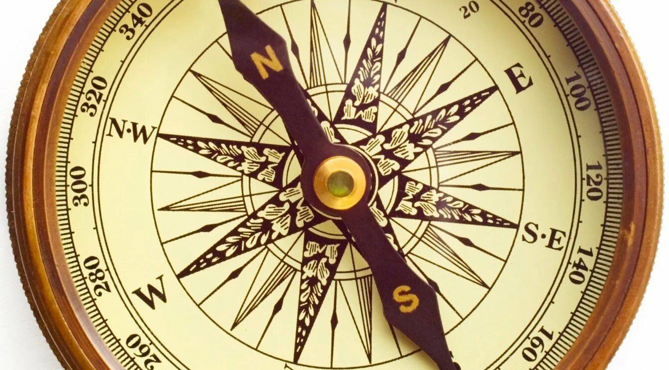 Компас. Старинный компас. Стрелочный компас. Морской компас. Компас указывающий на юг