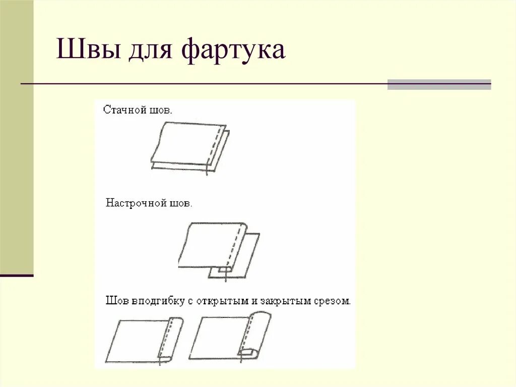 Схемы соединительных швов Стачные. Соединение деталей стачным швом. Эскиз шва соединительные швы. Швы для фартука