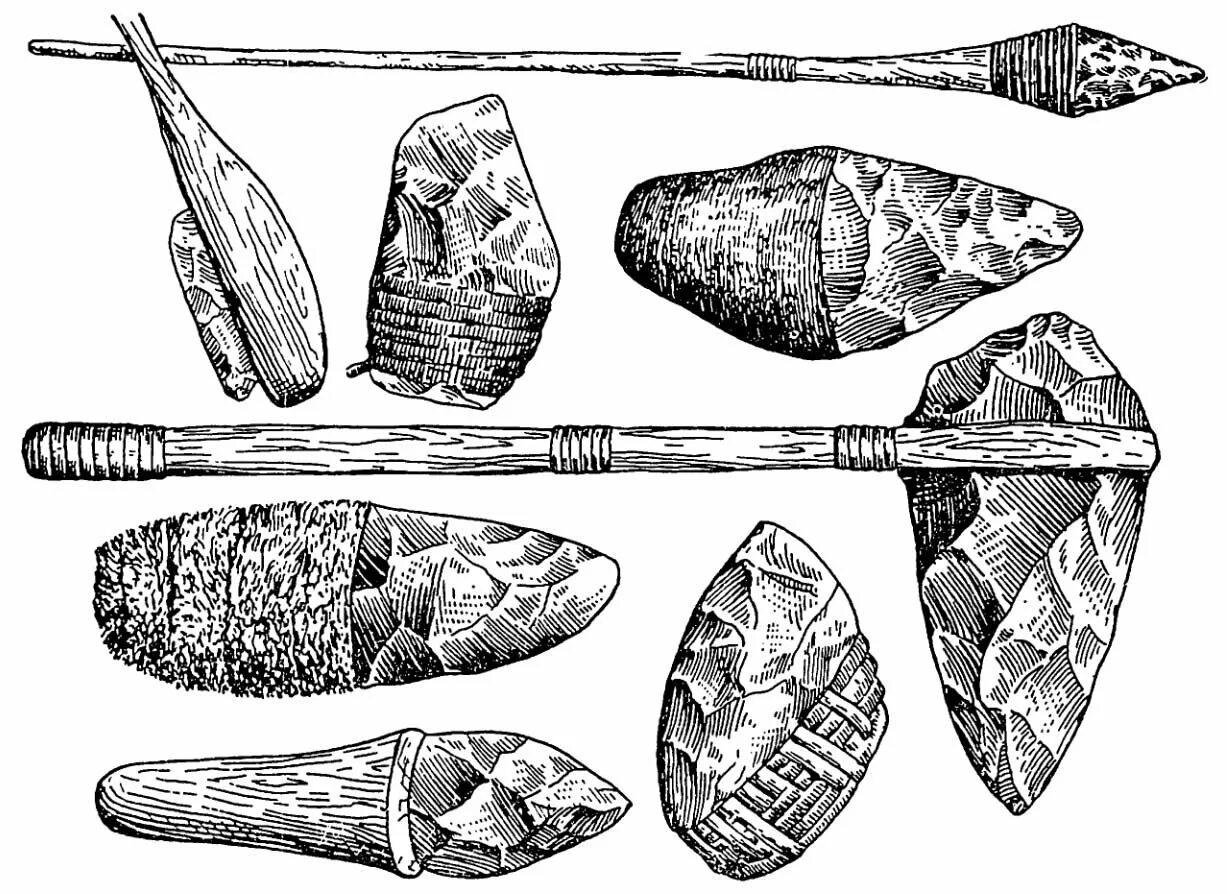 Первобытные орудия труда первобытного человека каменного века. Кремниевые наконечники стрел Неолит. Первые орудия труда человека каменного века. Наконечники стрел эпохи неолита. Первобытные инструменты