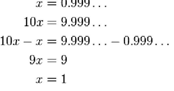 999 999 999 999 999 999 999 999 999 999 999 999 $. Парадокс 0.9999 1. Доказательство 0.(9) = 1. Математический парадокс математические парадоксы.