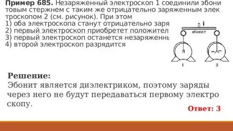 Два незаряженных электроскопа соединены проволокой