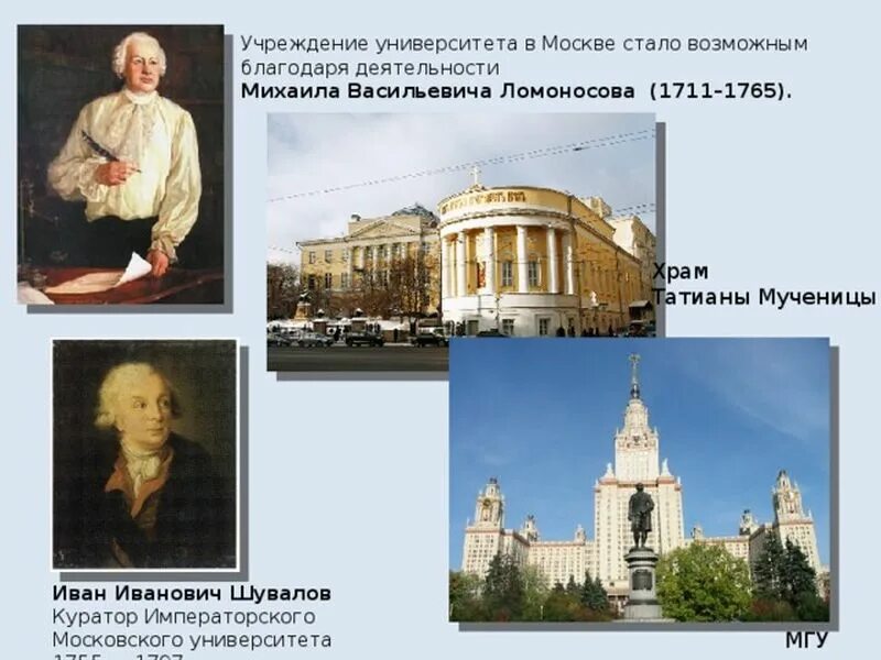 Открытие Московского университета Ломоносова 1755. Московский университет (и. и. Шувалов, м. в. Ломоносов). Шувалов и Ломоносов Московский университет. И и шувалов м в ломоносов