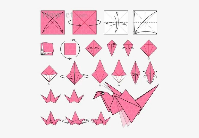 Оригами. Оригами схемы. Оригами из бумаги. Легкое и красивое оригами. Как сделать журавля из бумаги оригами поэтапно