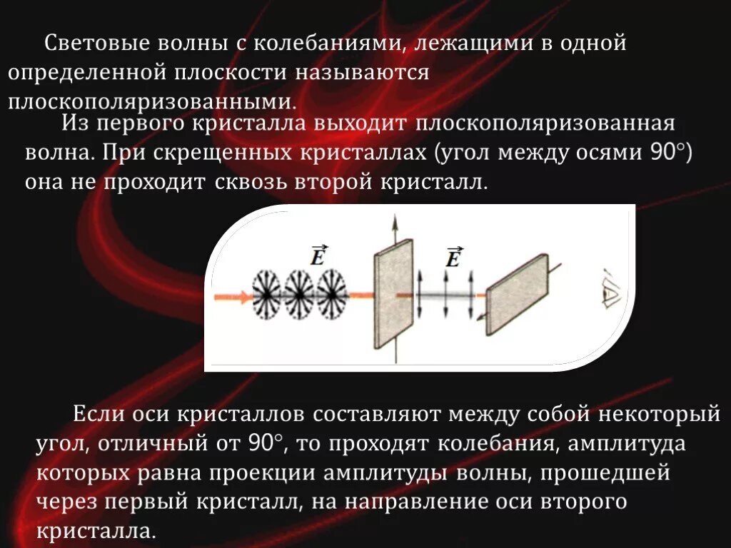 Поляризация представляет собой. Поляризация света 11 класс физика. световые волны. плоскополяризованная световая волна это. плоскополяризованная электромагнитная волна.