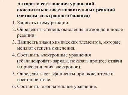 Алгоритм составления уравнений химических реакций 8 класс