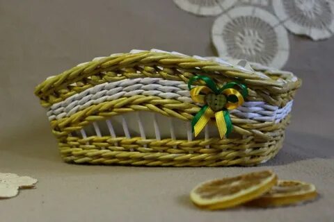 Корзинка из бумажной лозы мастер класс