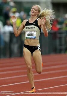 Emma Coburn celebrates advancing to the Olympics after finishing the women&...