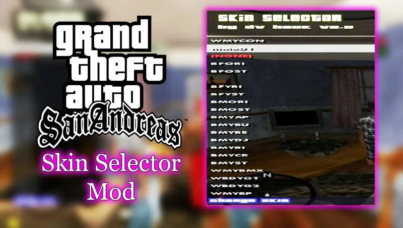 Selector gta. ГТА са скин селектор. Мод скин селектор ГТА са. GTA San Andreas Android Skin Selector. Skin Selector 1.1 GTA sa.