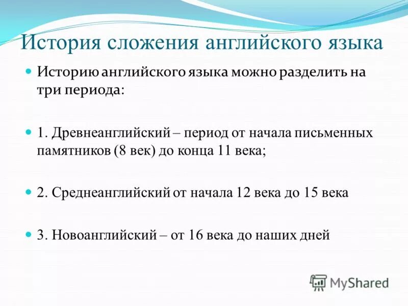 Появление английского языка