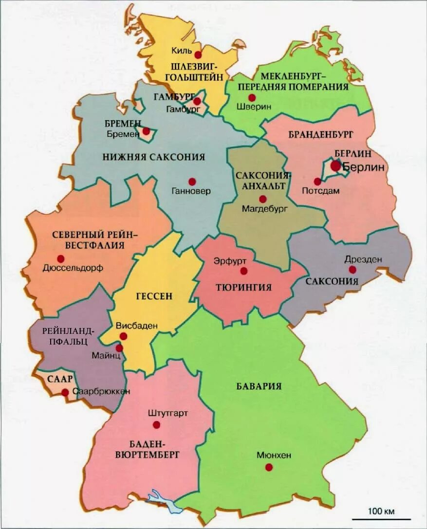 Карта Германии с федеральными землями. Карта Германии с 16 федеральными землями. Карта федеративных земель Германии. Карта Германии с федеральными землями и их столицами. Карта германии с городами на русском подробная