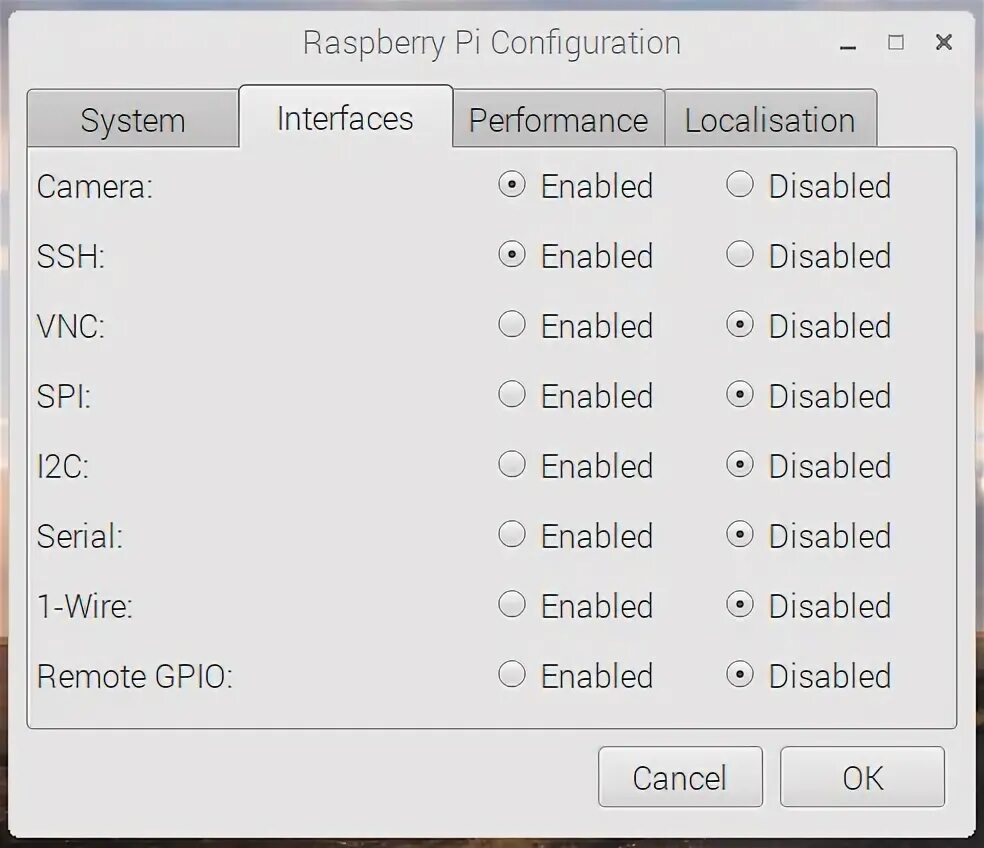 Performance interface. Gui Camera Remote.