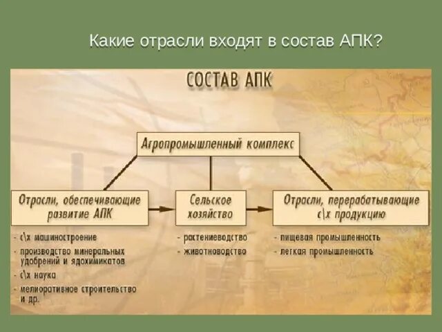 Состав АПК. Отрасли входящие в АПК. Отрасли входящие в агропромышленный комплекс. Какие отрасли входят в состав агропромышленного комплекса.