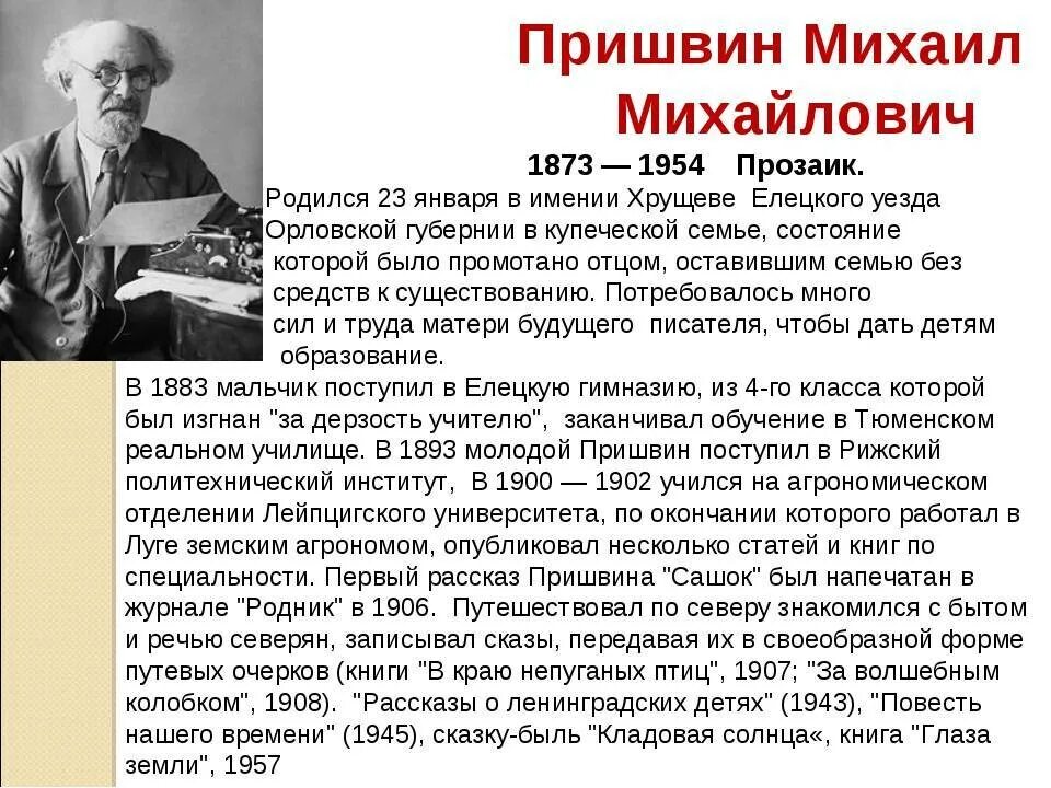 Михаила Михайловича Пришвина (1873–1954). М пришвин автобиография. Биография м м Пришвина. Писателя м м пришвина