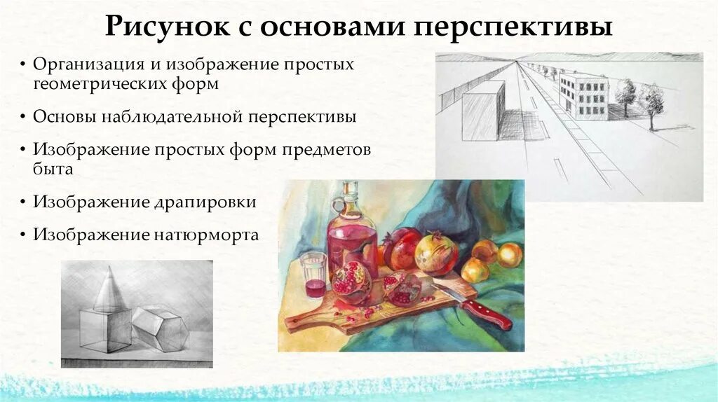 Содержание рисунков. Рисунок с основами перспективы. Рисунок с основами перспективы рабочая программа. Натюрморт с основами перспективы. Основы перспективы в изобразительном искусстве презентация.