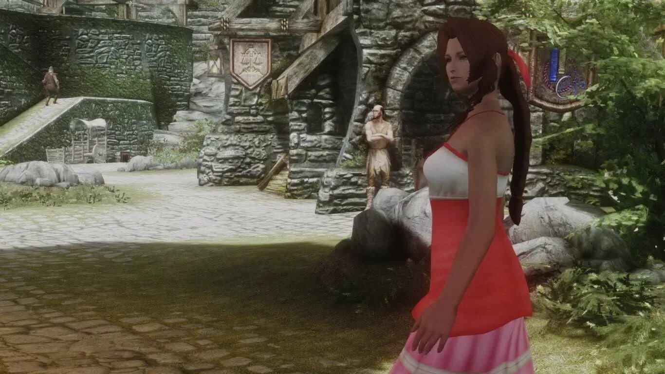 Aerith Final Fantasy VII скайрим мод. CBBE одежда фантазия 7. Моды скайрим финал фэнтези. Skyrim se цветочница.