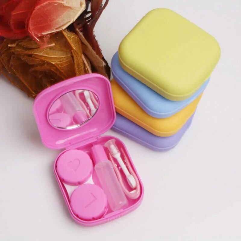 Мини футляр. Portable contact lens case kit. коробочка для линз. оригинальные контейнеры для линз. футляр для линз.