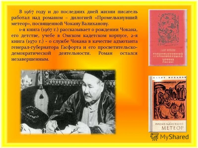 Кому посвятил писатель. Сабит Муканов автобиография. Промелькнувший Метеор. Писатель Сабита Муканова. Муканов Сабит промелькнувший Метеор.