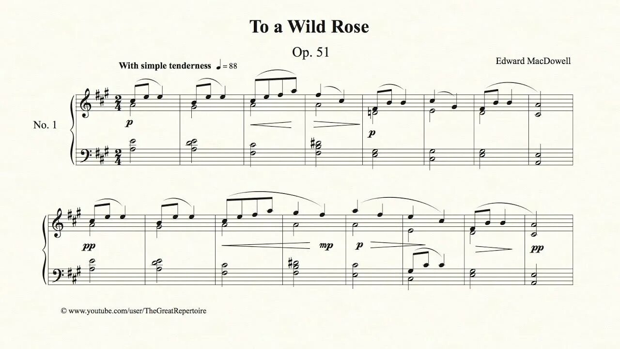 К дикой Розе э.Мак-Доуэлл Ноты. Мак-Доуэлл к дикой Розе Ноты для фортепиано.