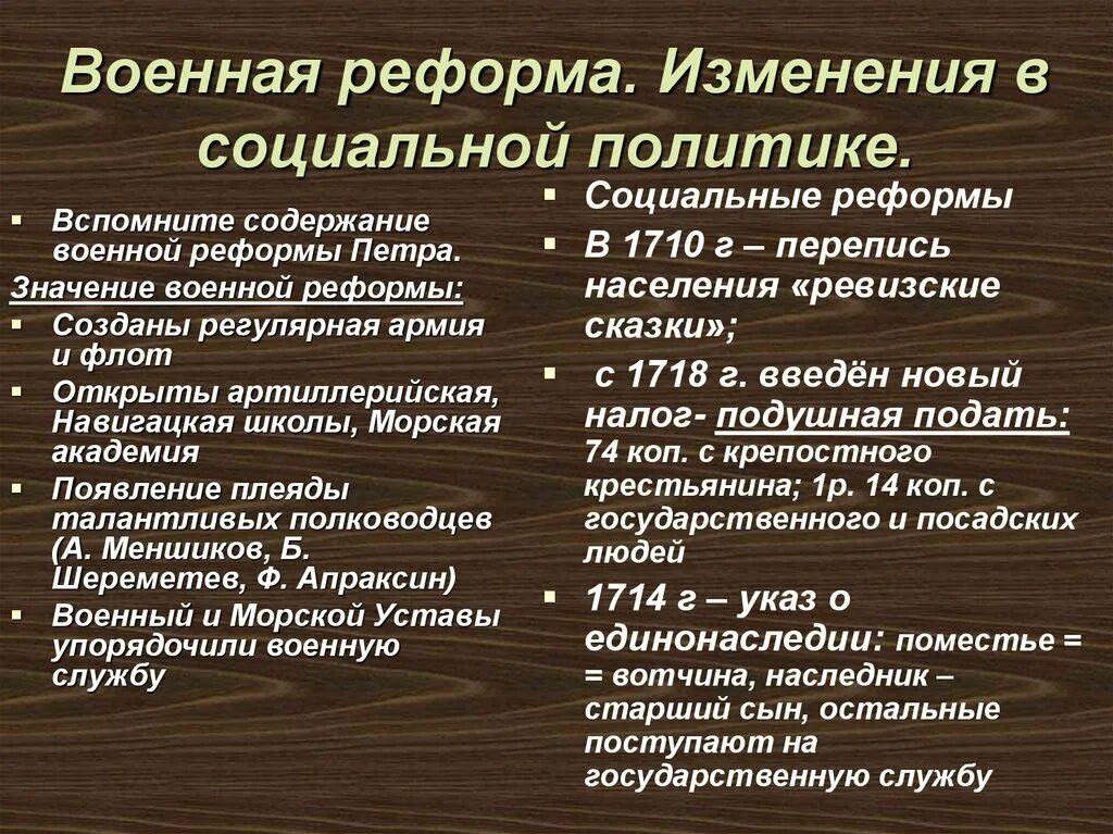 Военная и социальная реформа