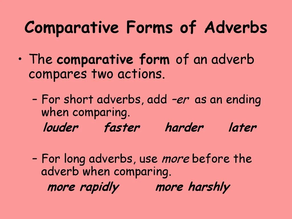 Adverbs Comparative forms. Comparative form. Comparative and Superlative adverbs. Comparative adverbs. Long adverb