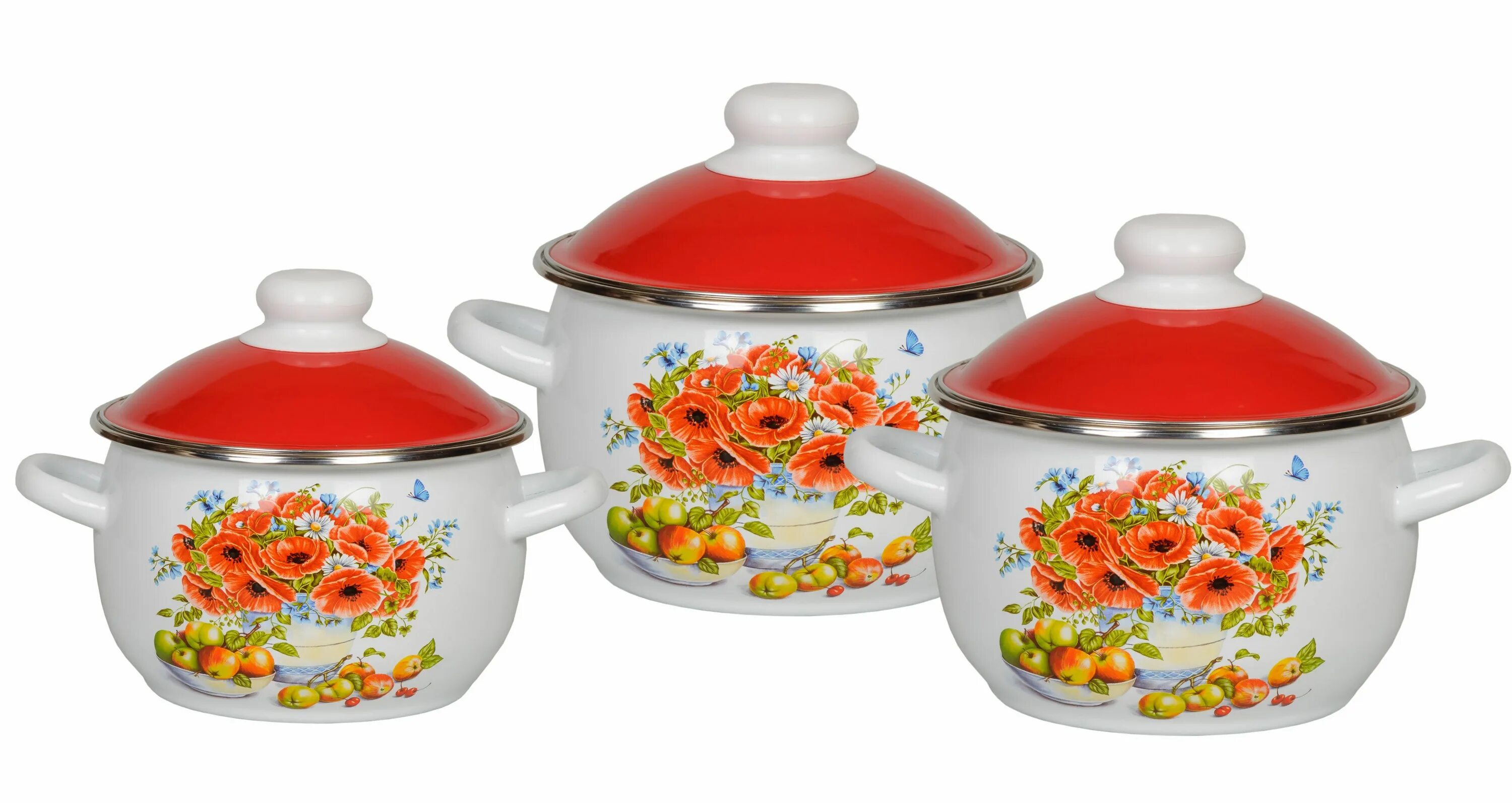 2,0л,3,0л,4,0л). №33 "клубника садовая"1с33/1. Metrot кастрюля эмалированная лаванда. Набор из 3 пред. ).