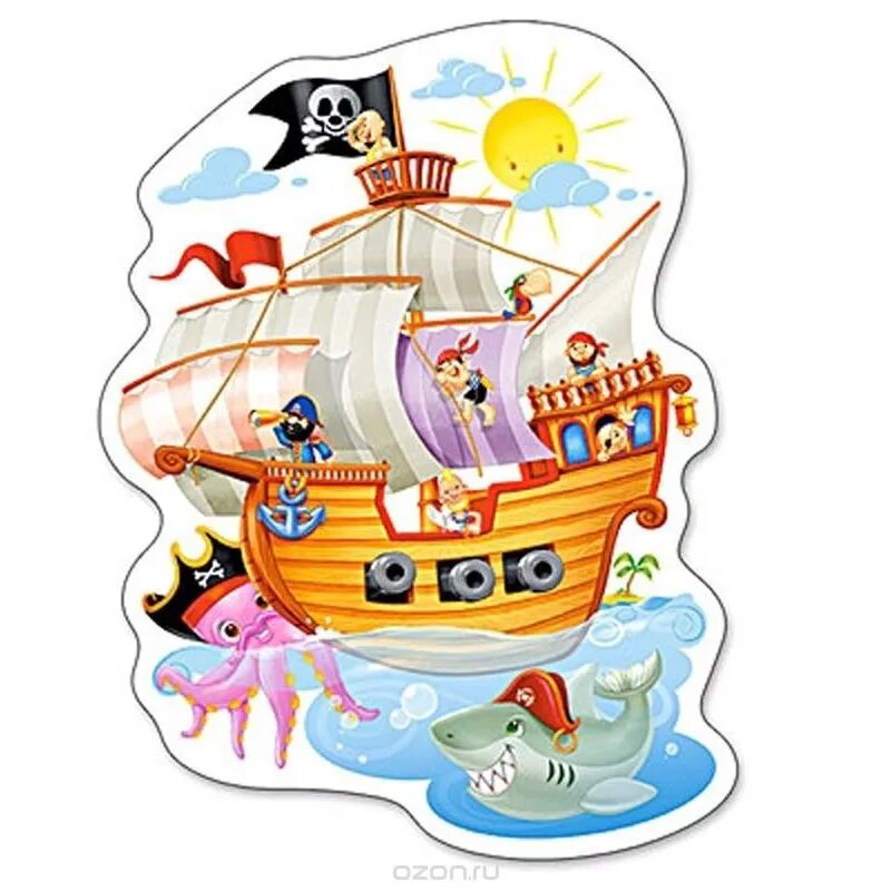 Пазлы пираты. Набор пазлов Castorland Pirate Treasure. Пазл Castorland 40 Maxi Pirate Treasure. Пиратские пазлы для детей. Пиратский корабль детский.