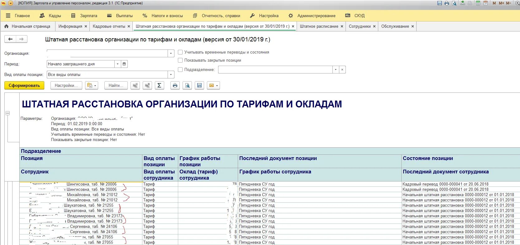 Штатная расстановка. Документ начальная штатная расстановка. Штатная расстановка персонала. Отчет штатная расстановка.