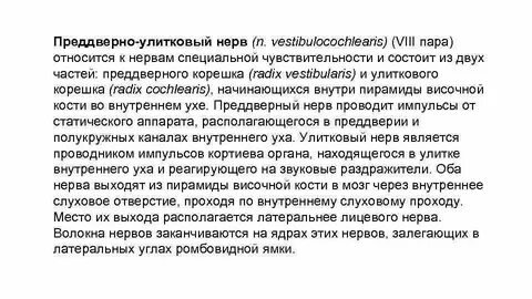 Преддверно улитковый черепной нерв