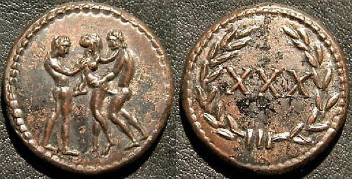 Н э п 24. Монеты древнего Рима спинтрии. Спинтрии Тиберия. Спинтрии древнего Рима. Древние монеты спинтрии.