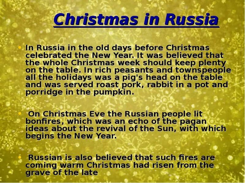 The new topic. New year traditions in different countries.