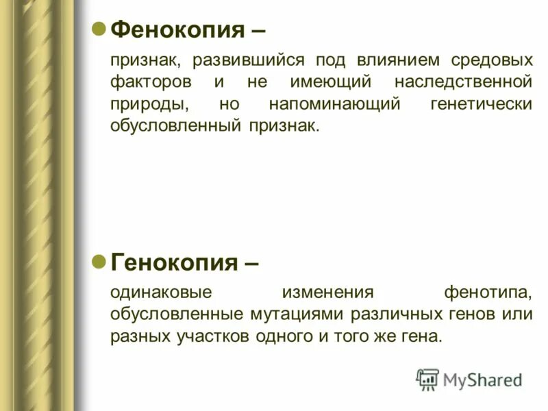 фенокопия это в генетике