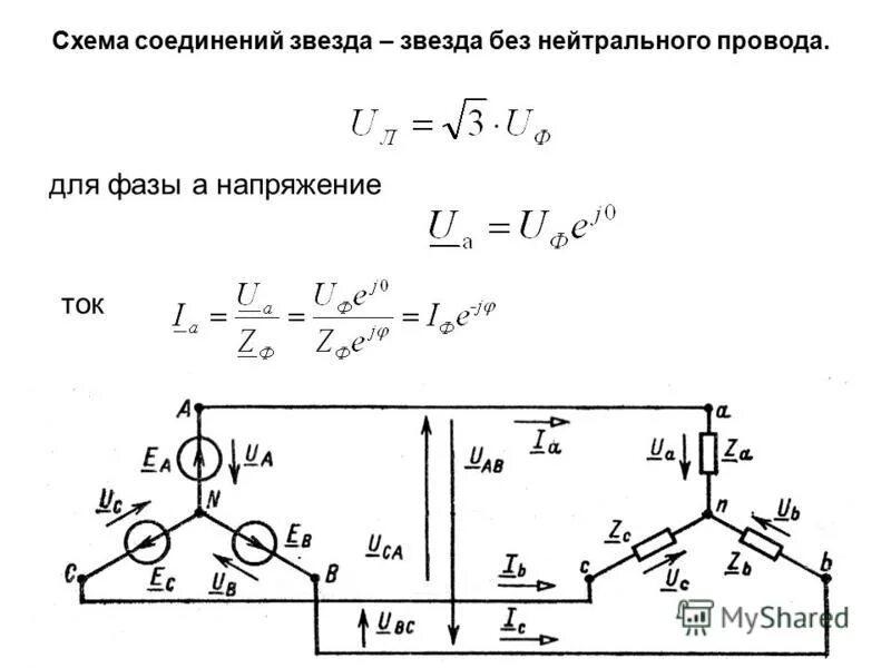 Линейное напряжение в звезде. Линейное напряжение в звезде
