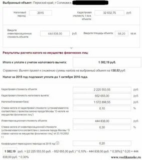 Расчет имущества организаций по кадастровой стоимости